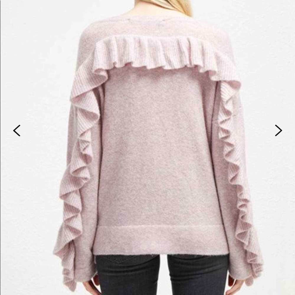 French Connection Emilde Knits Flare Sleeve Frill Pink Jumper Sweater M NWT $138 - Picture 4 of 9